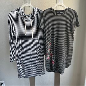 Bundle of striped 2 t-shirt dresses size L